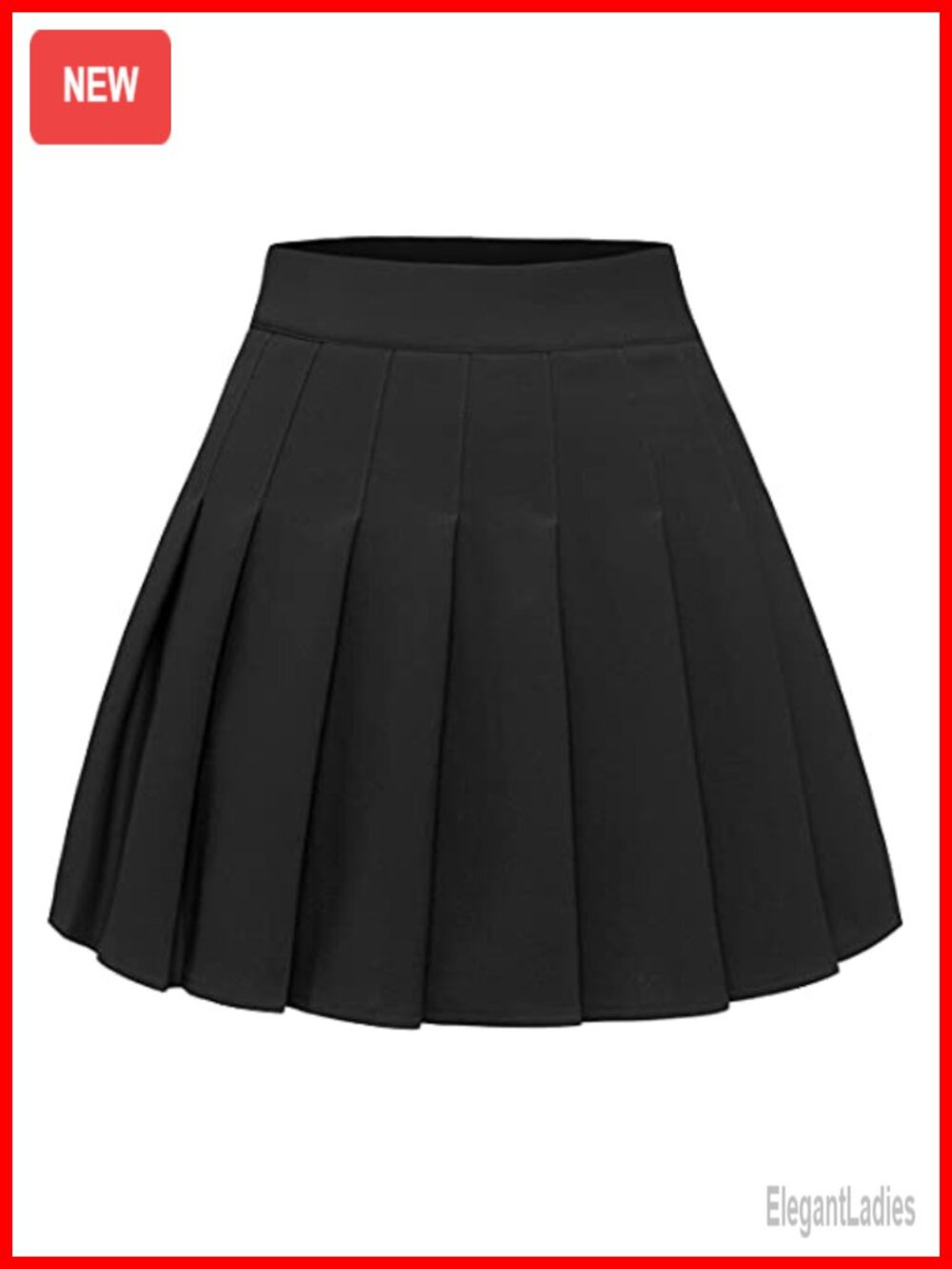 Pleated Mini Skater Skirt High Waist Elastic Waist A-Line Tennis